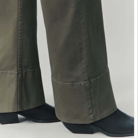 Pilcro Anthropologie Olive Green High-Rise Rylan Relaxed Flare Pants NWT - Picture 4 of 4